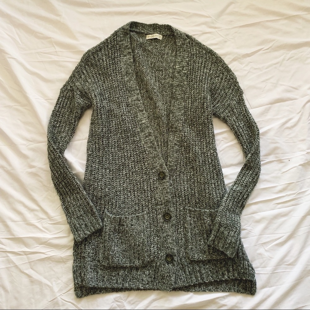 Abercrombie & fitch long gray knit sweater